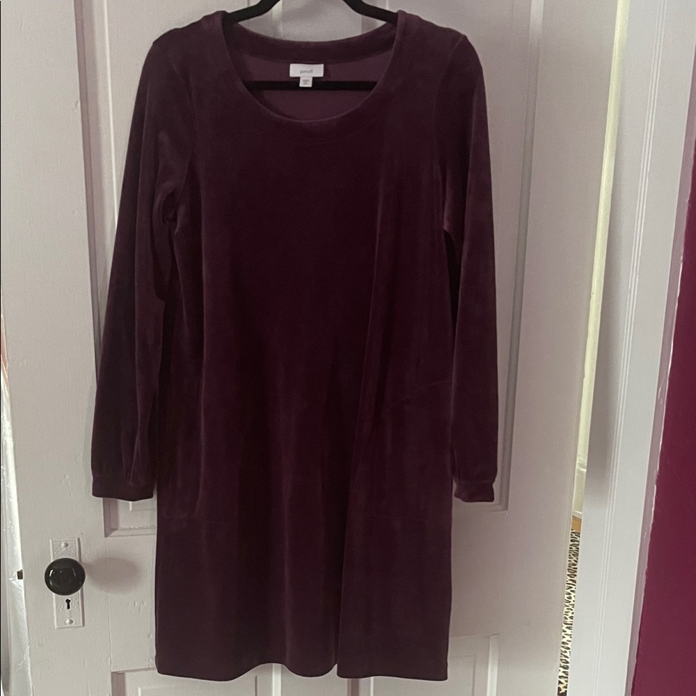 J. Jill Deep Purple Long Sleeve Dress
